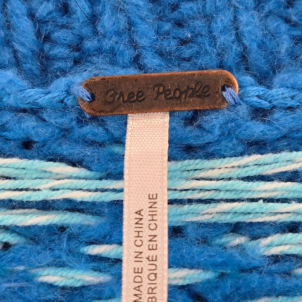 Free People Snow Day Pullover Sweater Frozen Lake Combo‎ Blue Fair Isle XS - Picture 6 of 10